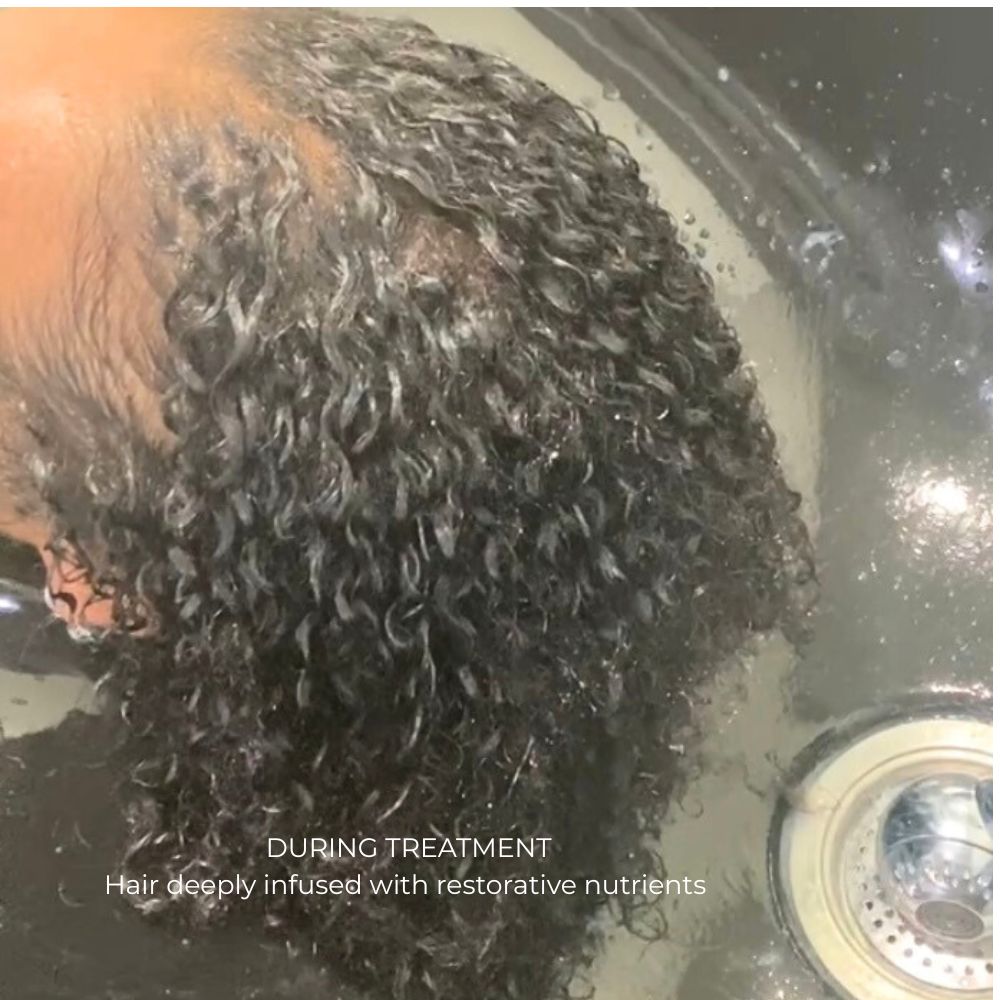 Hair Botox Treatment In Edmonton Hair Botox treatment process in Edmonton – deep hydration and restorative repair for natural hair.