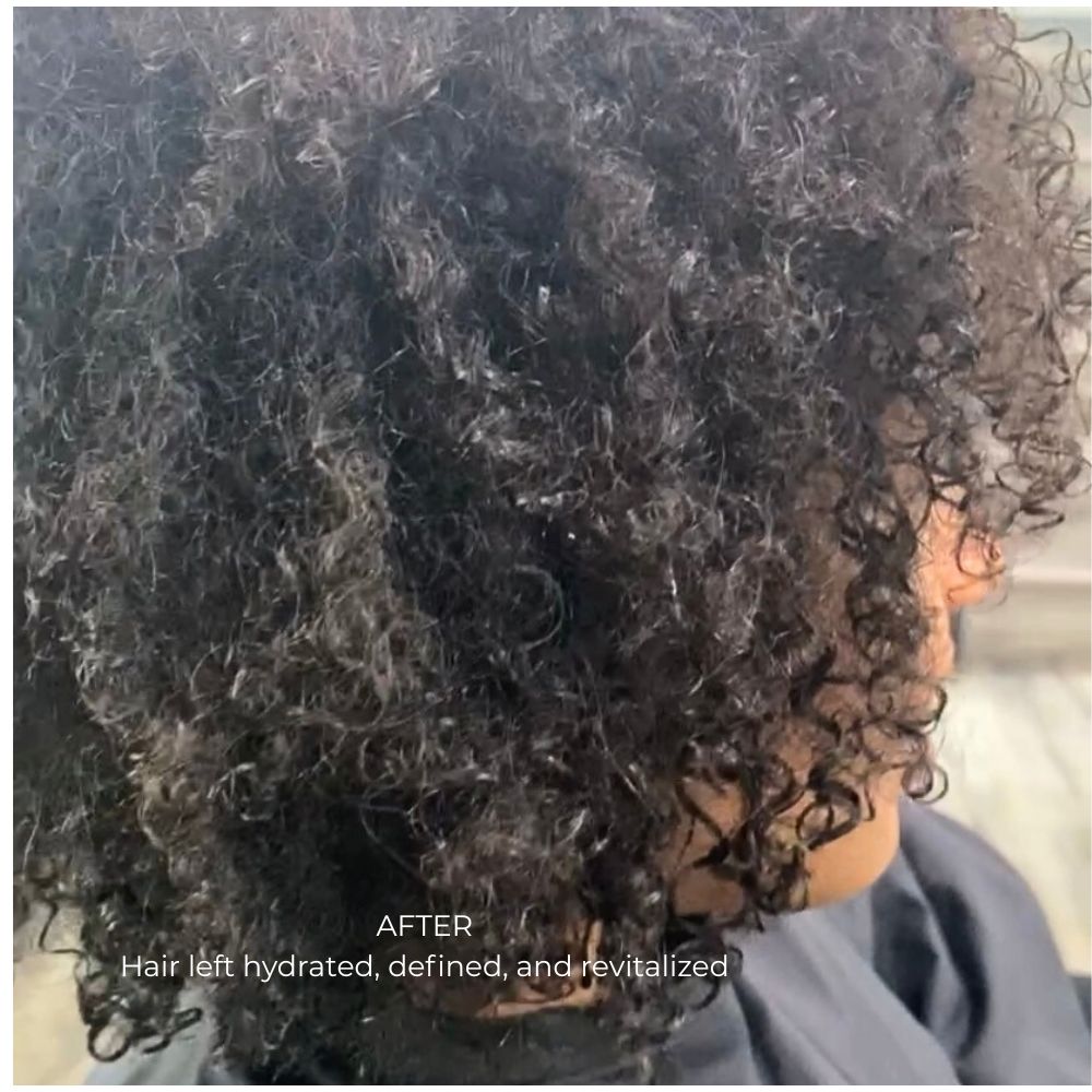 Hair Botox Treatment In Edmonton Defined natural curls after Hair Botox treatment in Edmonton – moisture and elasticity restored.
